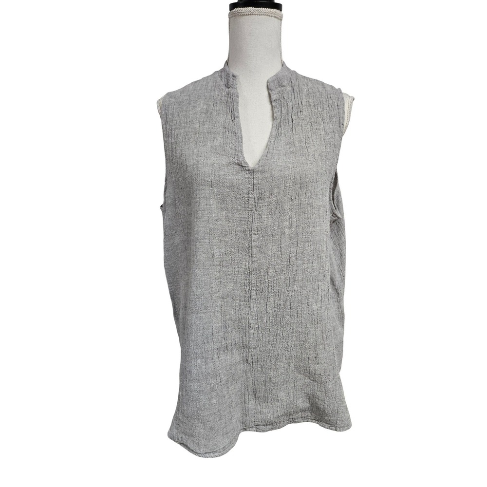 Hackwith Design House Grey Textured Linen Blend Sleeveless Tunic Top Size 3